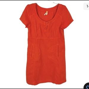 ANTHROPOLOGIE MAEVE -  100% Linen Orange Short Sleeve Shift Dress Size 4